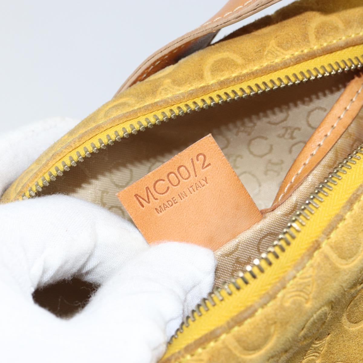CELINE C Macadam Canvas Shoulder Bag Yellow Gold Auth 159012