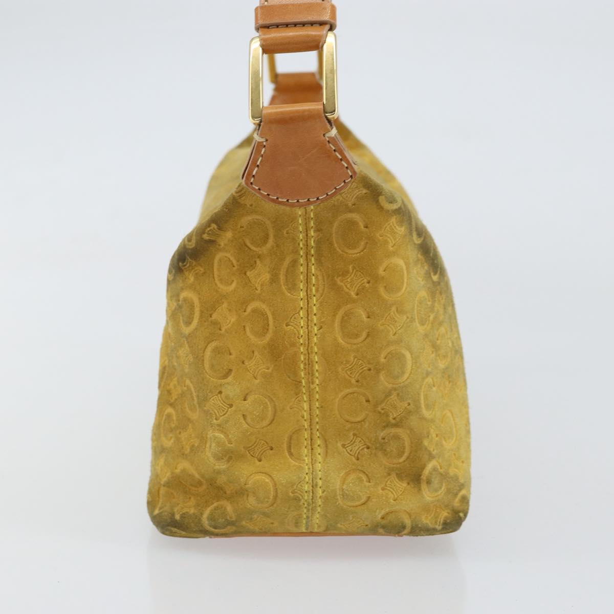 CELINE C Macadam Canvas Shoulder Bag Yellow Gold Auth 159012