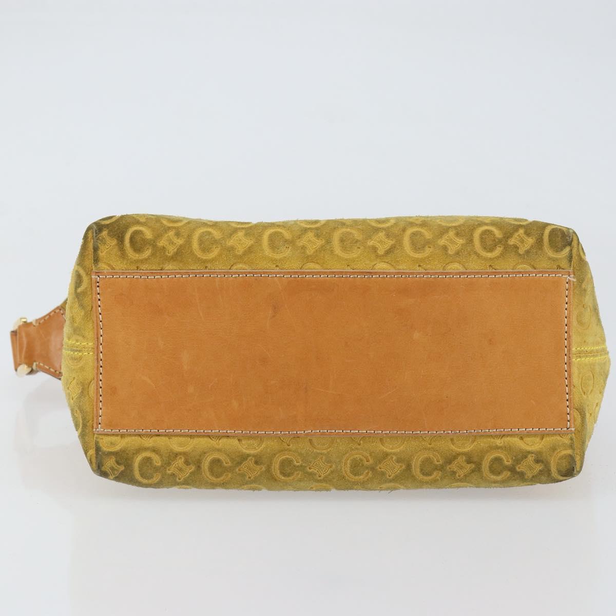 CELINE C Macadam Canvas Shoulder Bag Yellow Gold Auth 159012