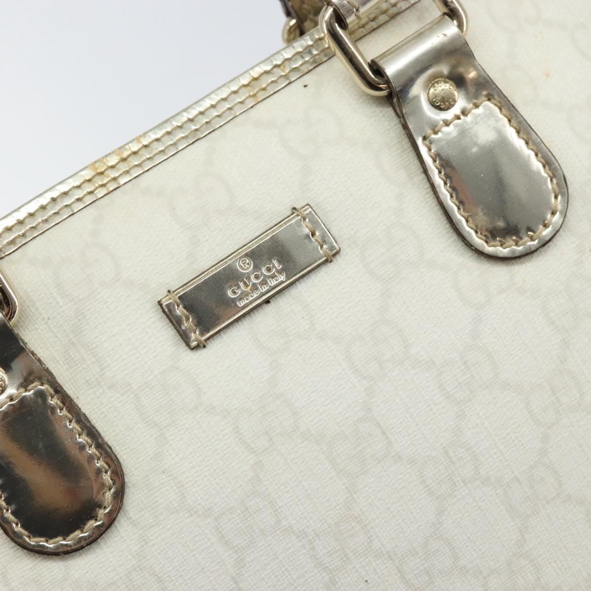 GUCCI GG Supreme Hand Bag PVC Leather White Gold 190259 Auth 159013