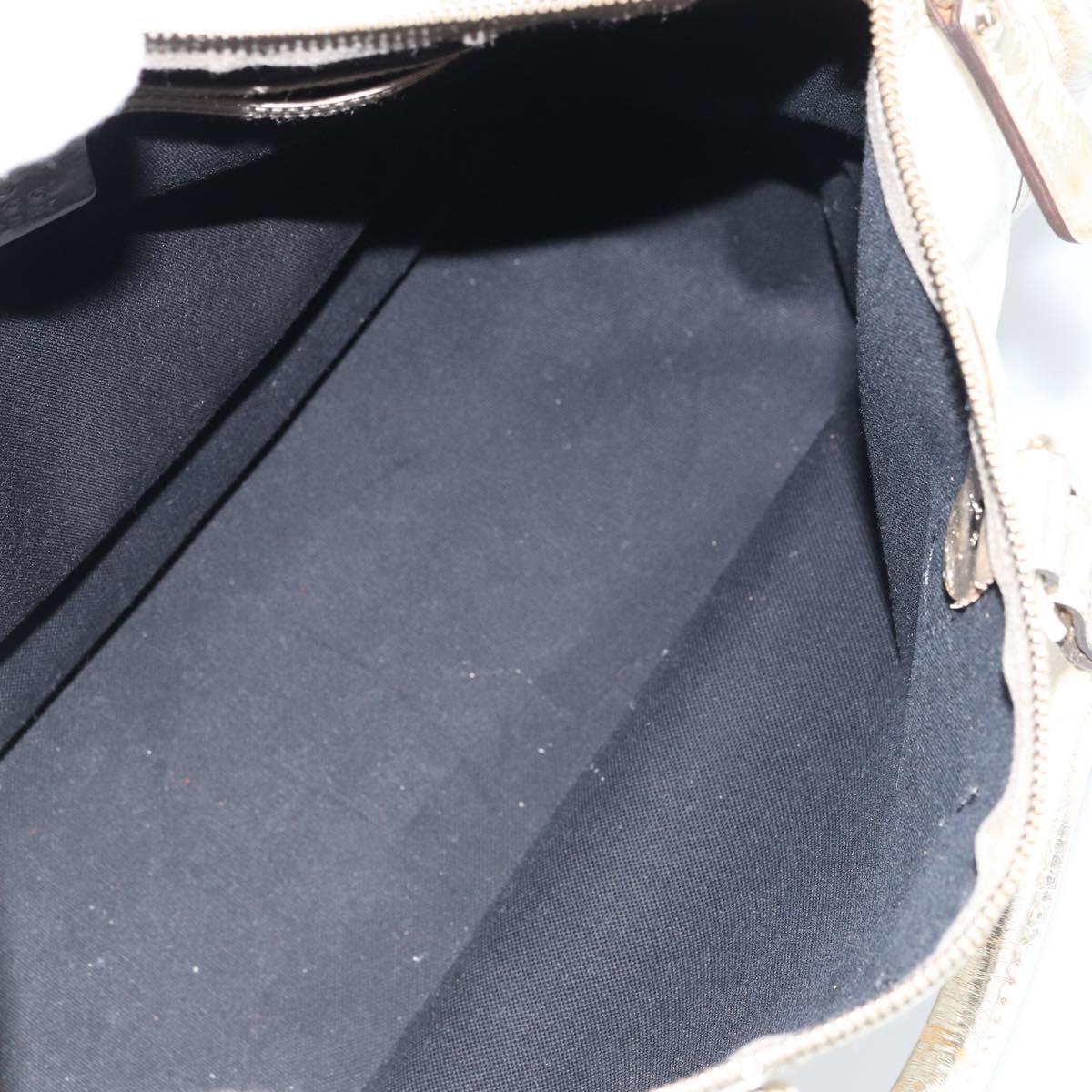 GUCCI GG Supreme Hand Bag PVC Leather White Gold 190259 Auth 159013