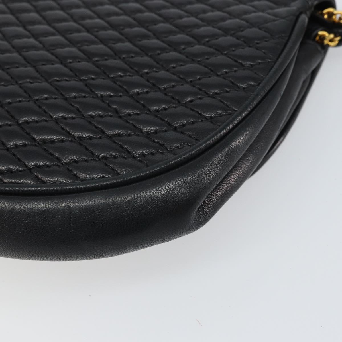 BALLY Pouch Leather Black Gold Auth 159018