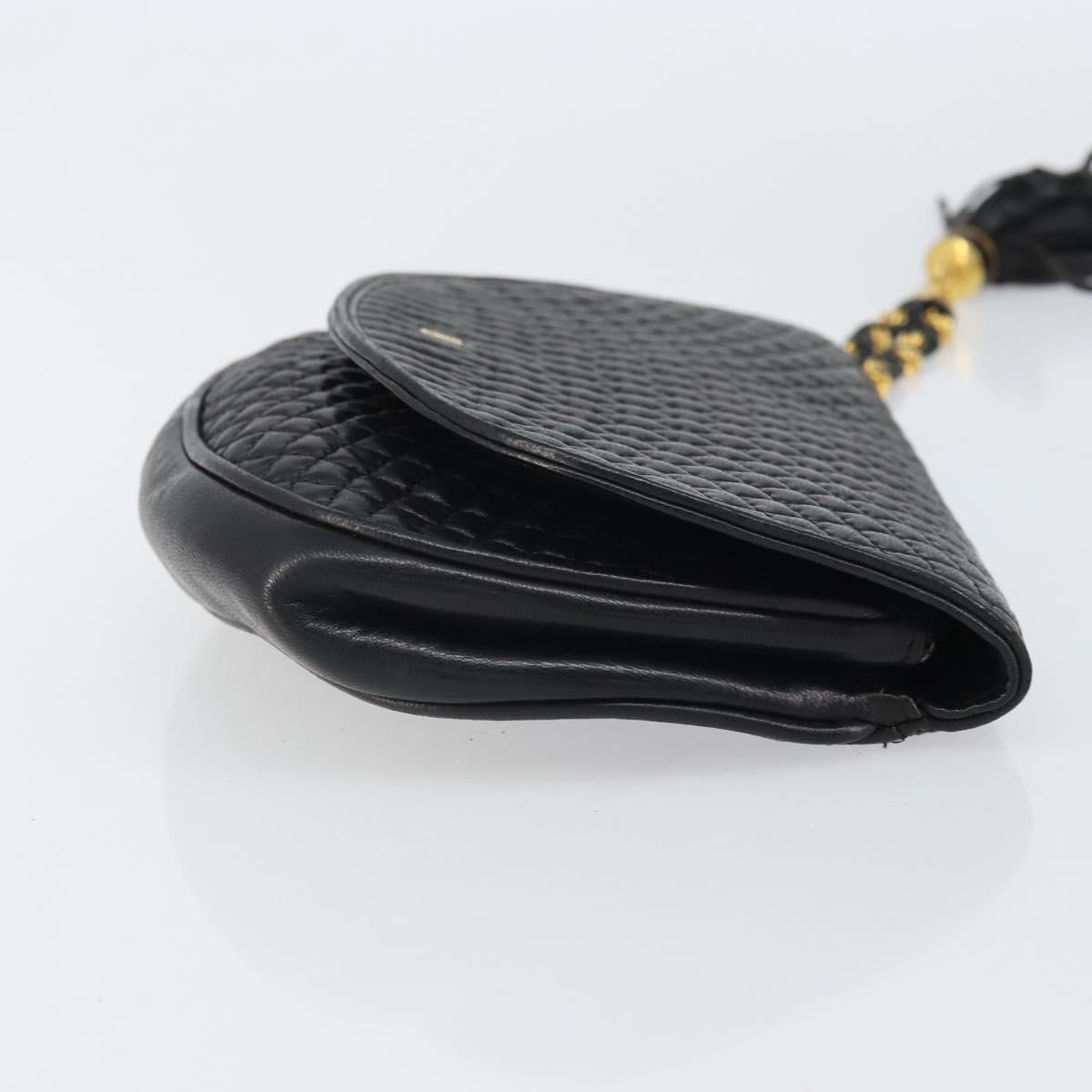 BALLY Pouch Leather Black Gold Auth 159018