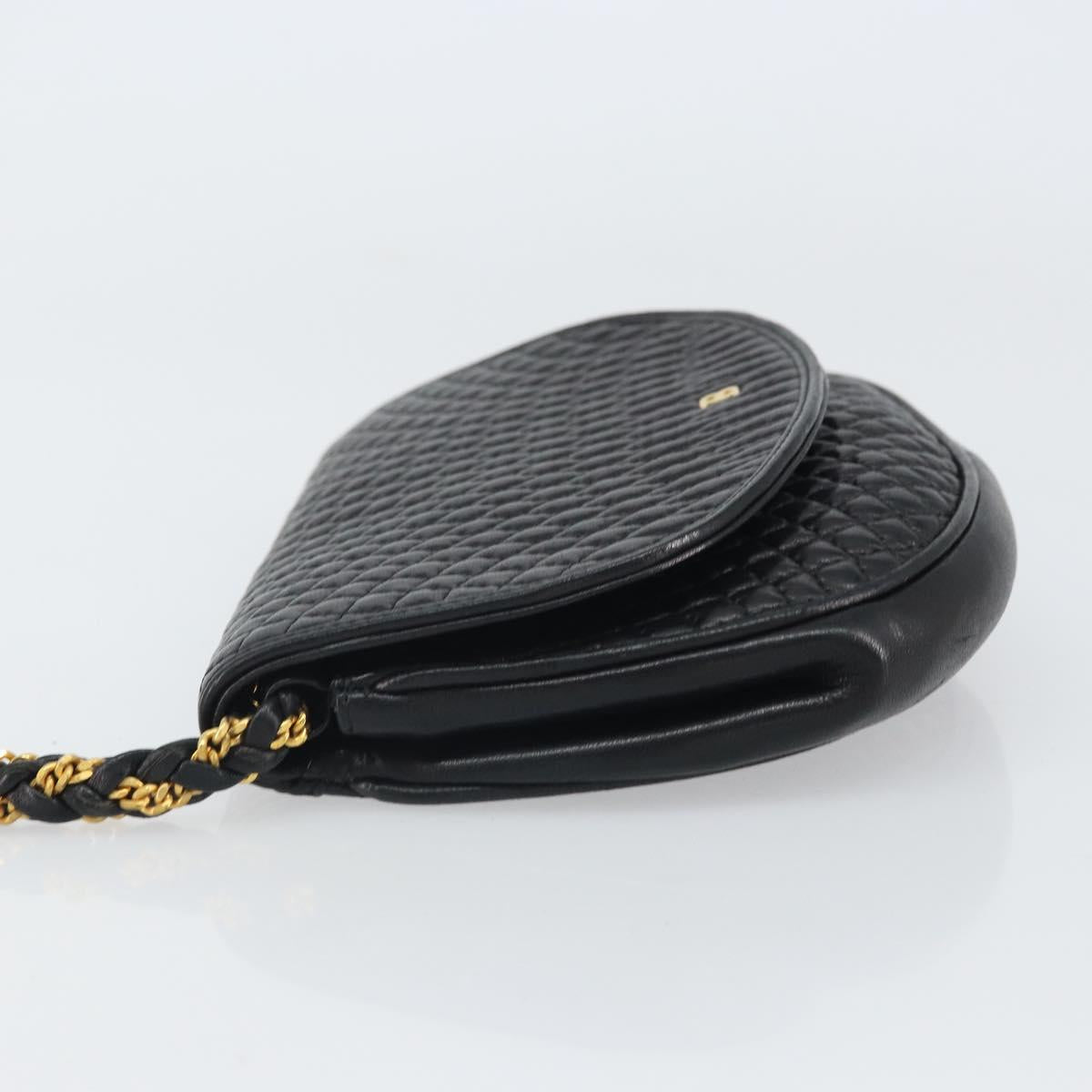 BALLY Pouch Leather Black Gold Auth 159018