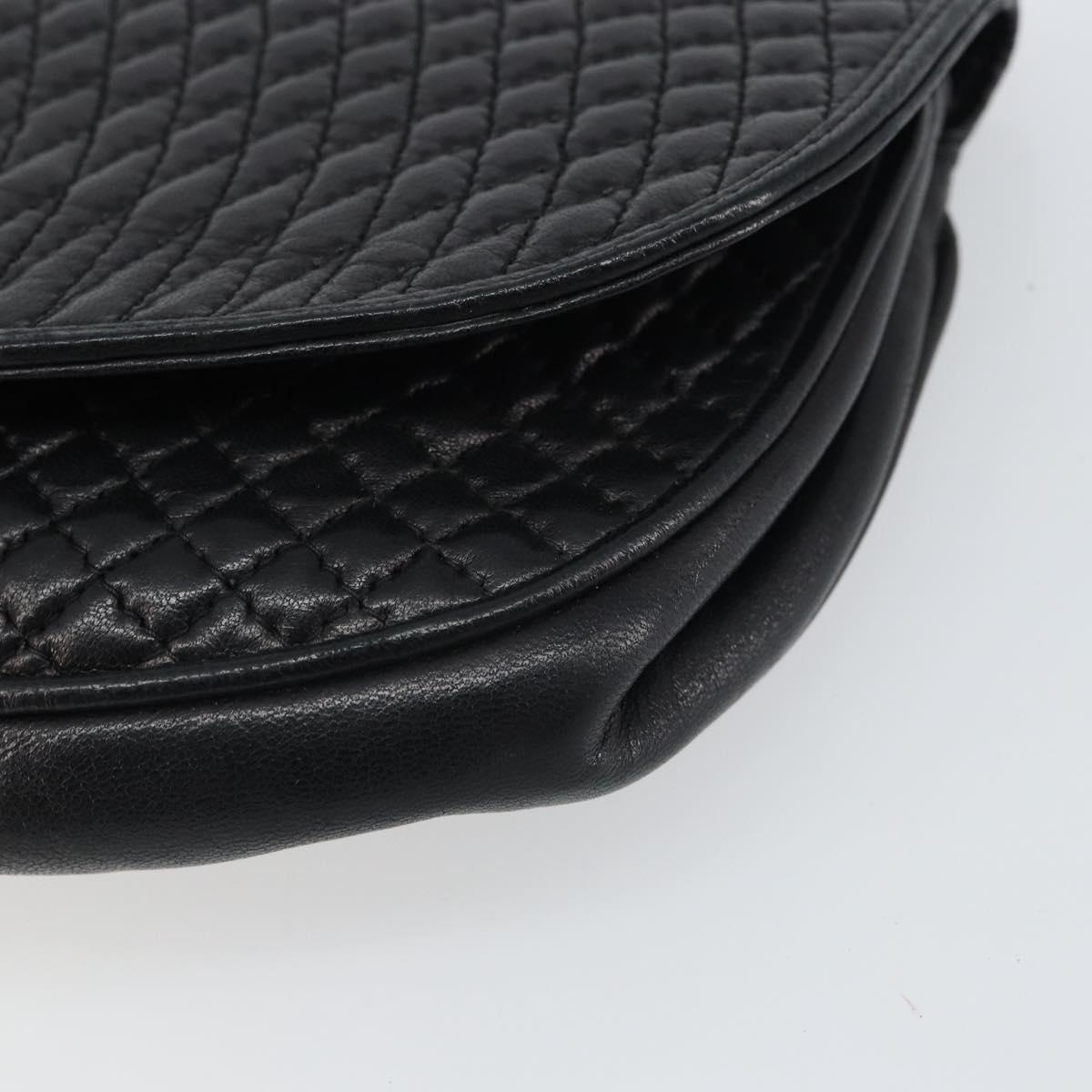 BALLY Pouch Leather Black Gold Auth 159018