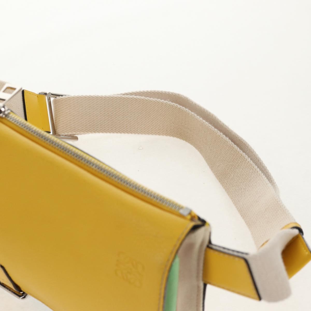 LOEWE Waist bag Leather Yellow Silver Auth 159022V