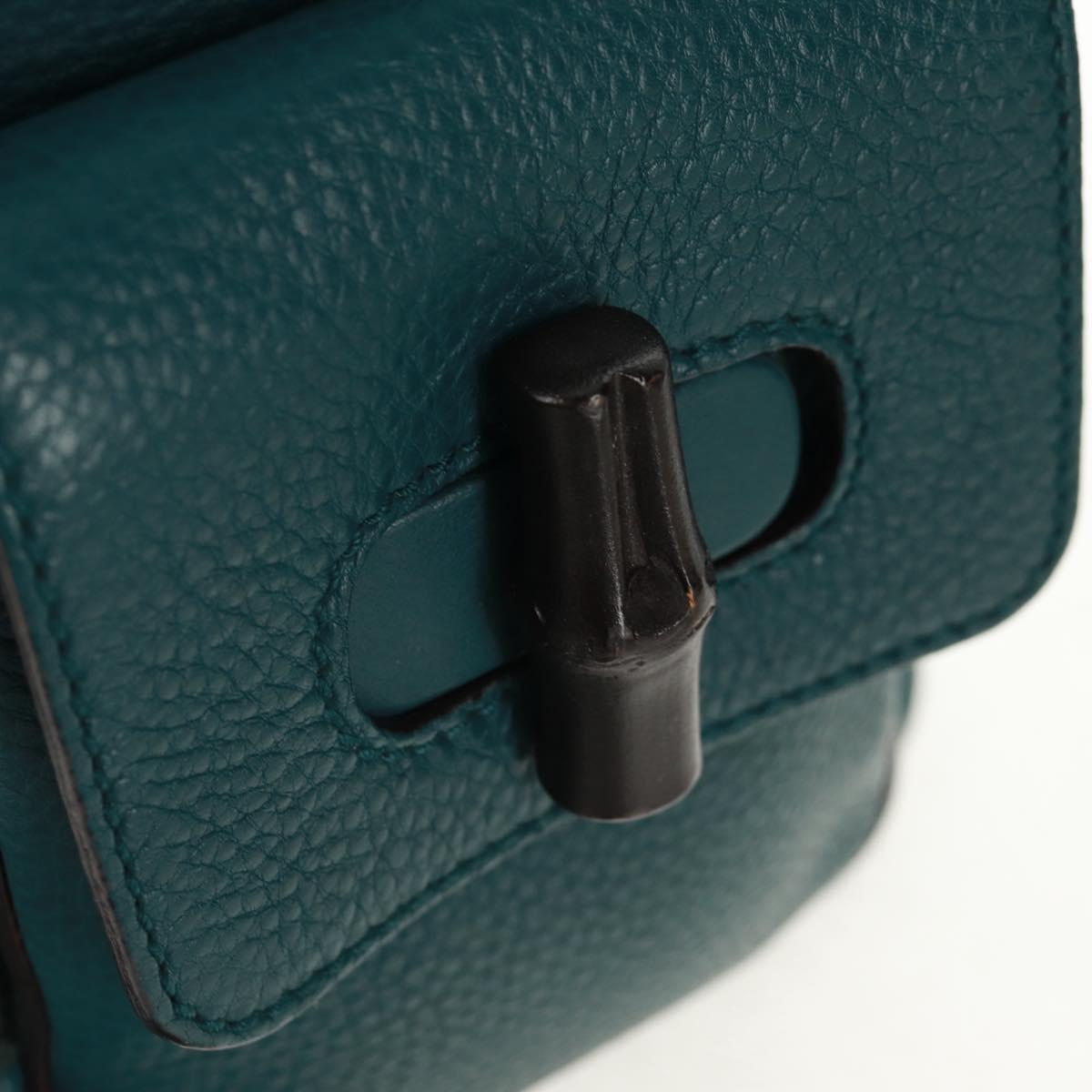 GUCCI Bamboo Backpack Leather Green Silver 370833 Auth 159026V