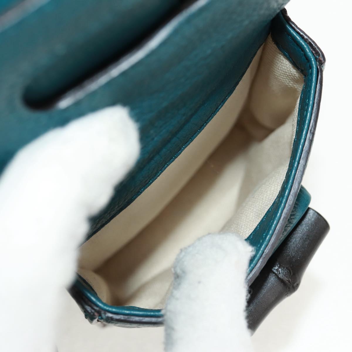 GUCCI Bamboo Backpack Leather Green Silver 370833 Auth 159026V