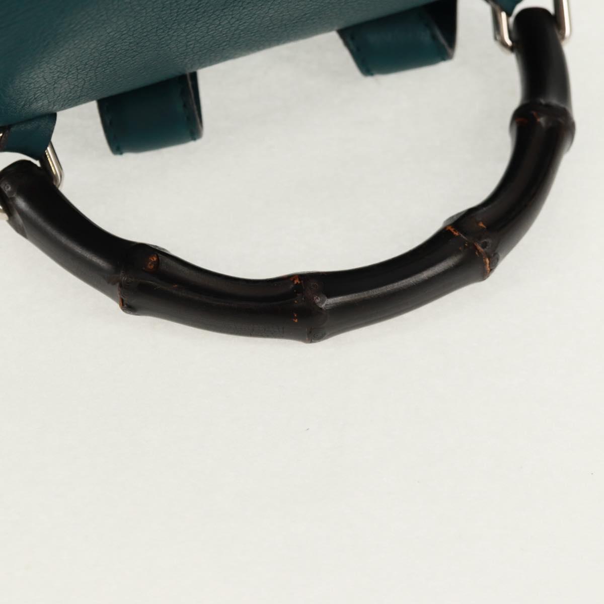 GUCCI Bamboo Backpack Leather Green Silver 370833 Auth 159026V