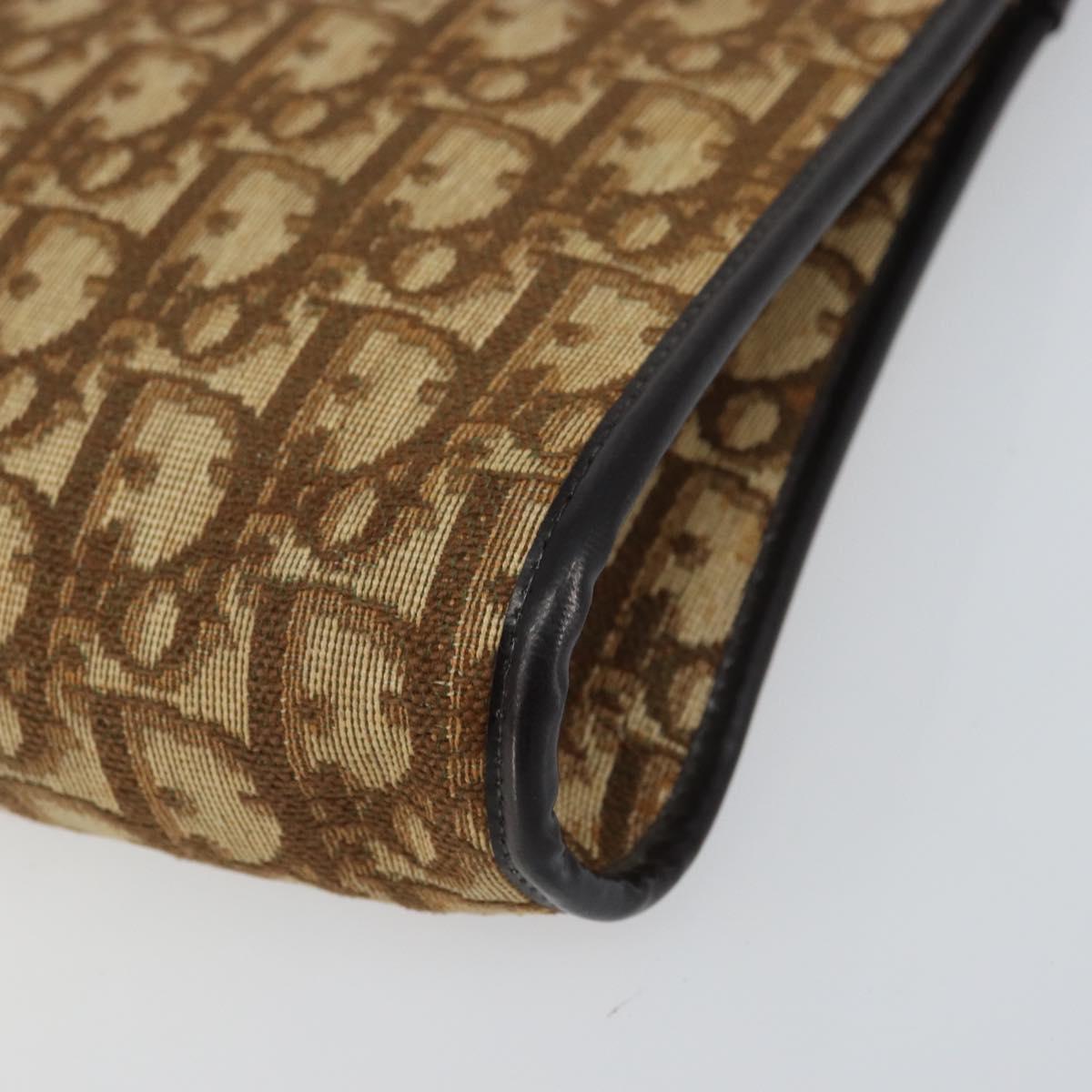 Christian Dior Trotter Canvas Shoulder Bag Beige Gold Auth 159028