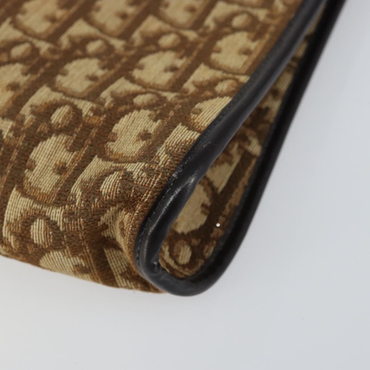 Christian Dior Trotter Canvas Shoulder Bag Beige Gold Auth 159028