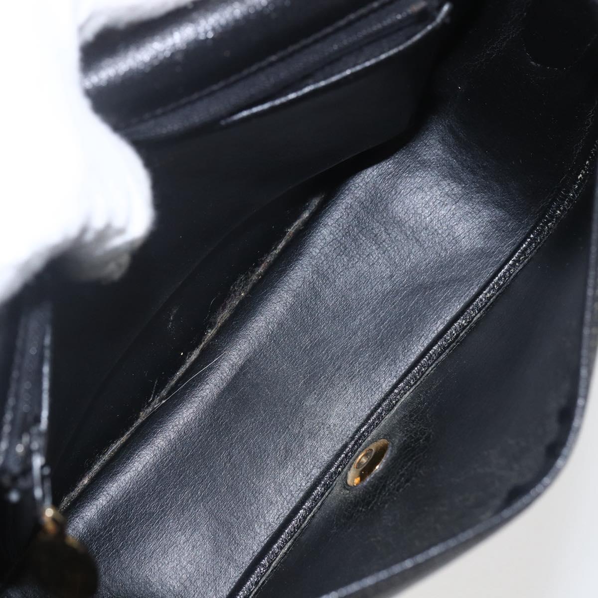 Christian Dior Shoulder Bag Leather Black Gold Auth 159033