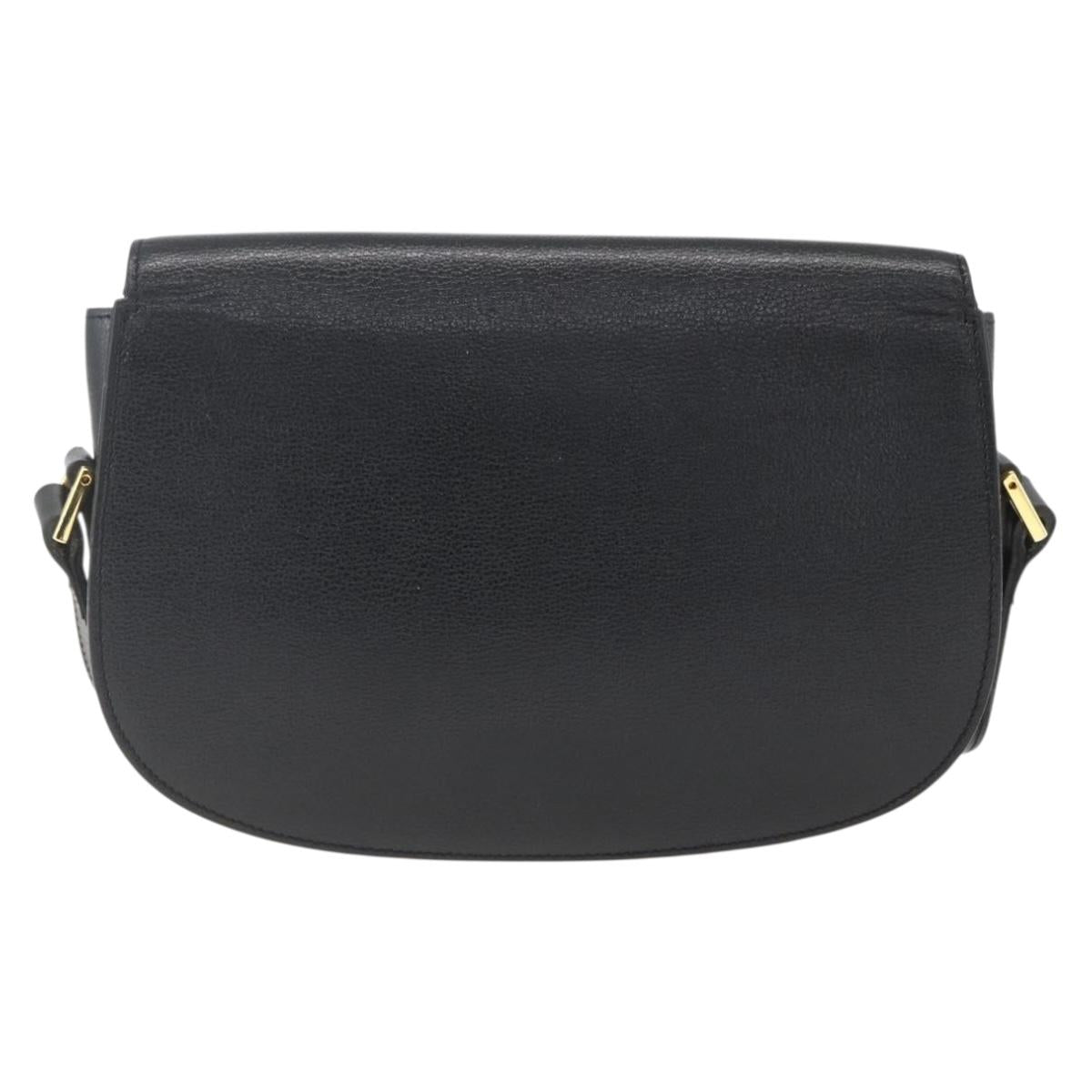 Christian Dior Shoulder Bag Leather Black Gold Auth 159033