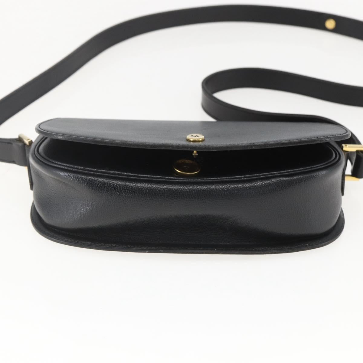 Christian Dior Shoulder Bag Leather Black Gold Auth 159033