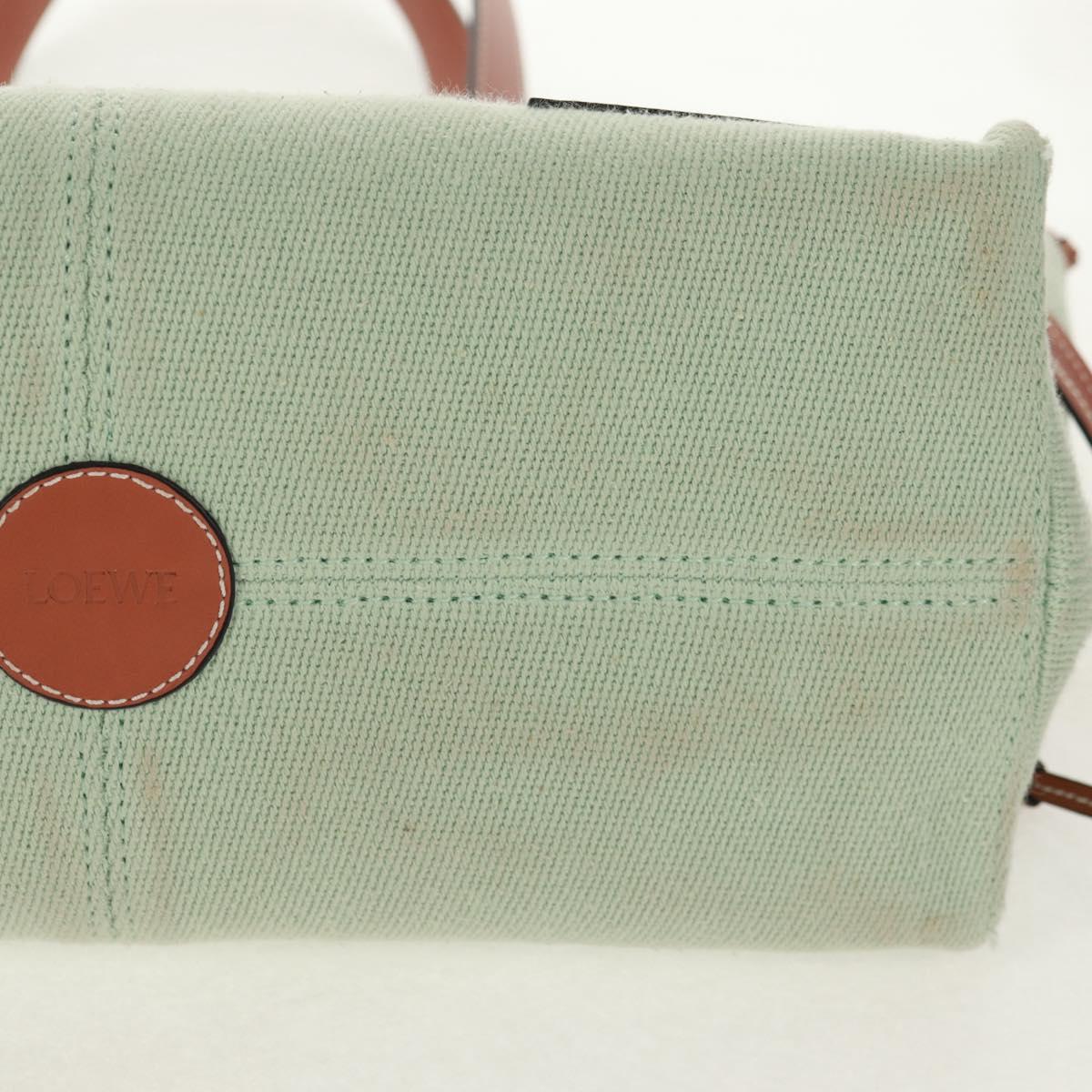 LOEWE Anagram Cushion Tote Bag Canvas Light green Auth 159034