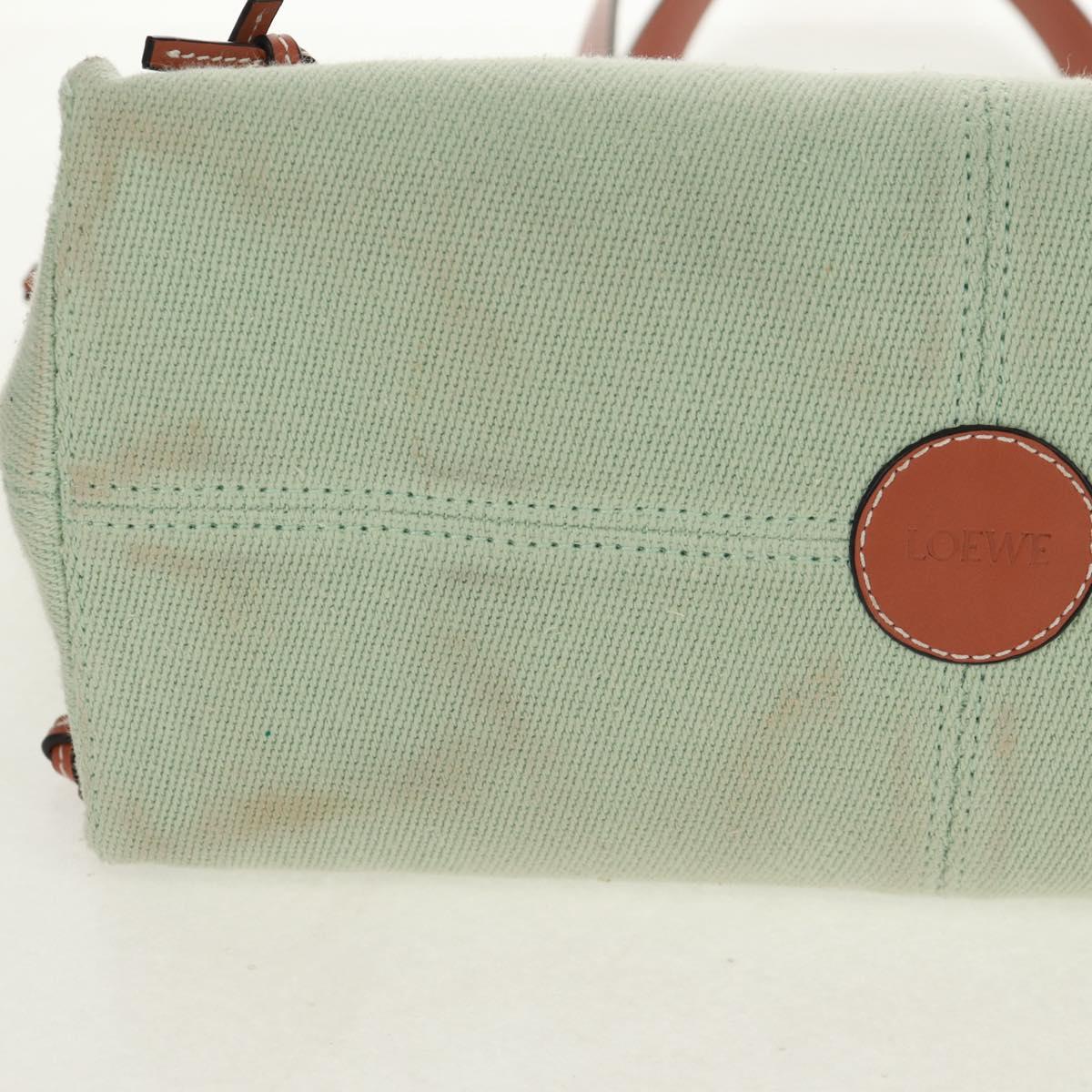 LOEWE Anagram Cushion Tote Bag Canvas Light green Auth 159034