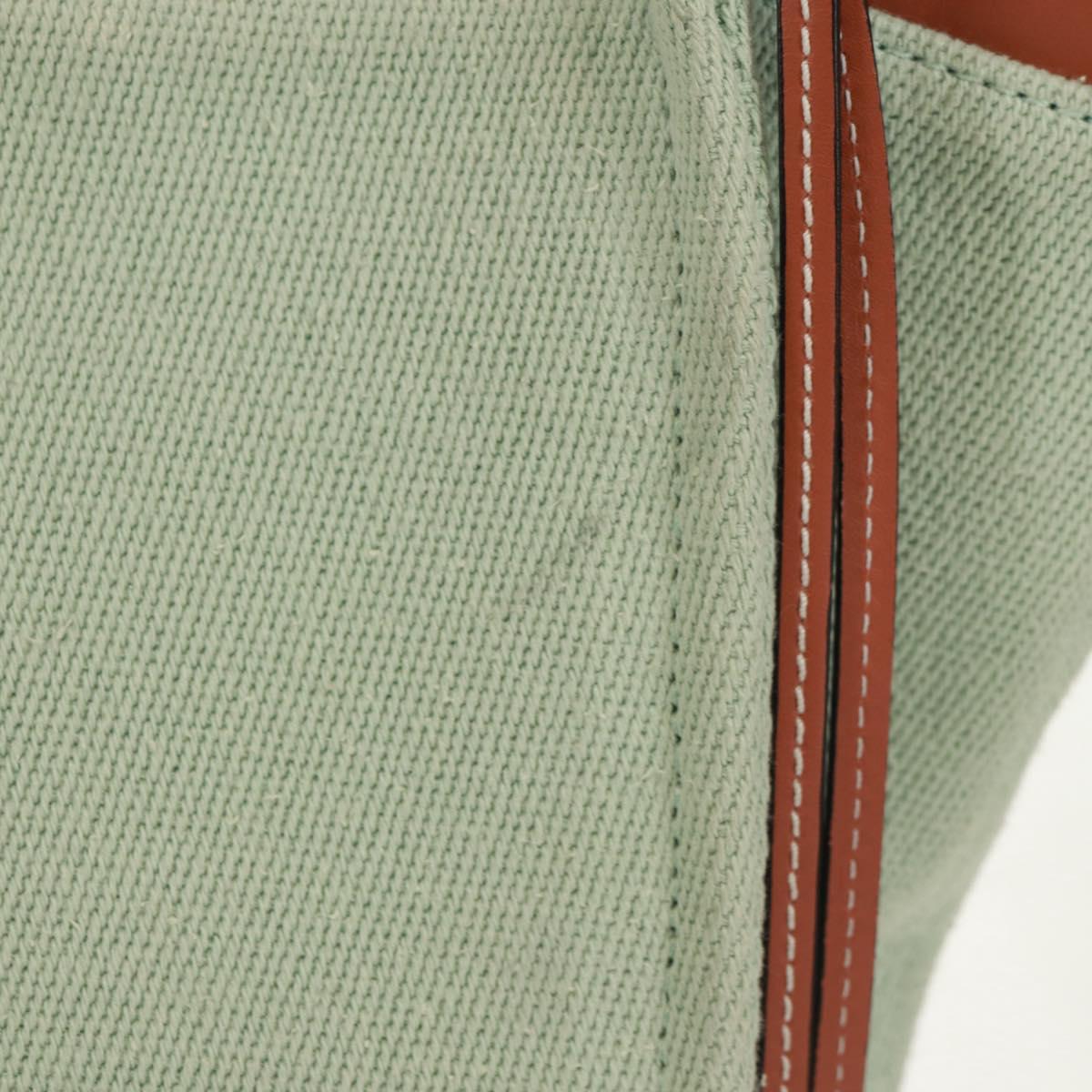 LOEWE Anagram Cushion Tote Bag Canvas Light green Auth 159034