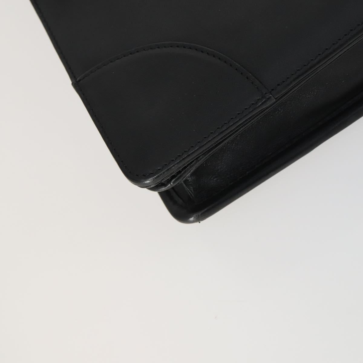 LOEWE Anagram Business Bag Leather 2way Black Gold Auth 159035