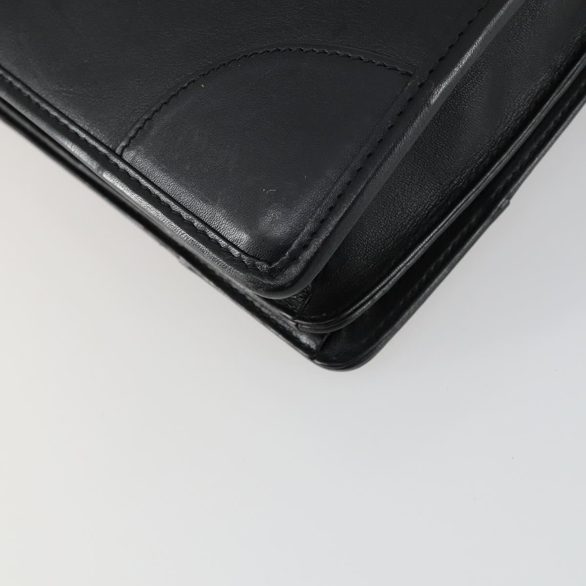 LOEWE Anagram Business Bag Leather 2way Black Gold Auth 159035