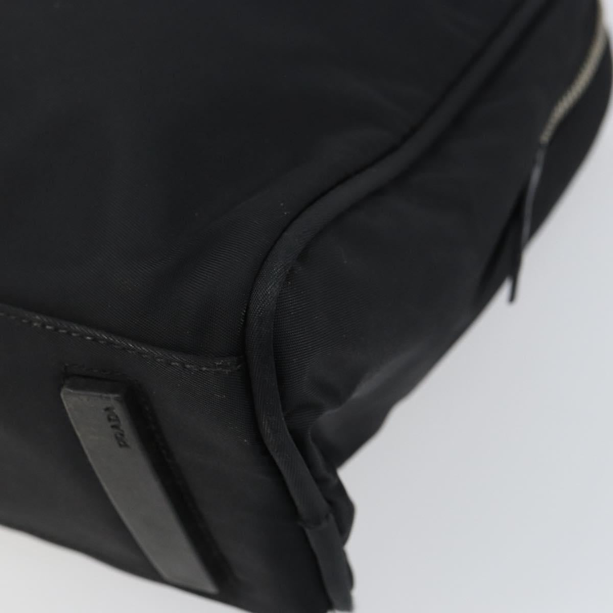 PRADA Hand Bag Nylon Black Silver Auth 159051