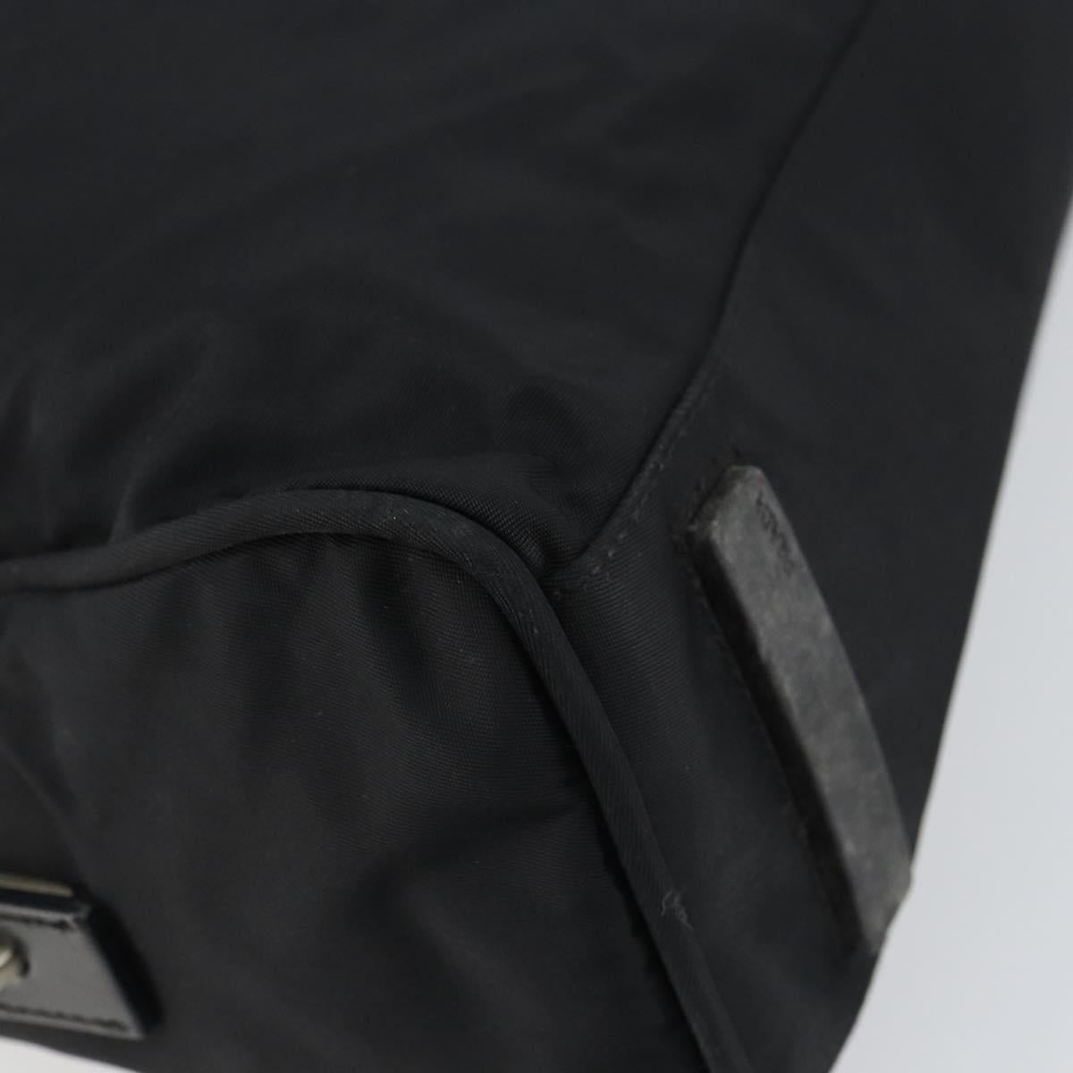 PRADA Hand Bag Nylon Black Silver Auth 159051