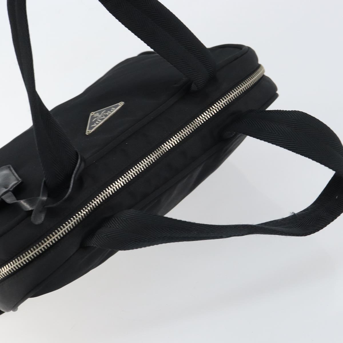PRADA Hand Bag Nylon Black Silver Auth 159051