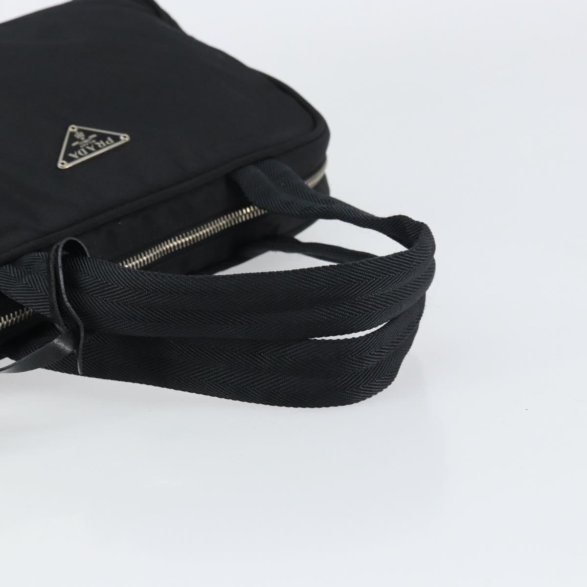 PRADA Hand Bag Nylon Black Silver Auth 159051