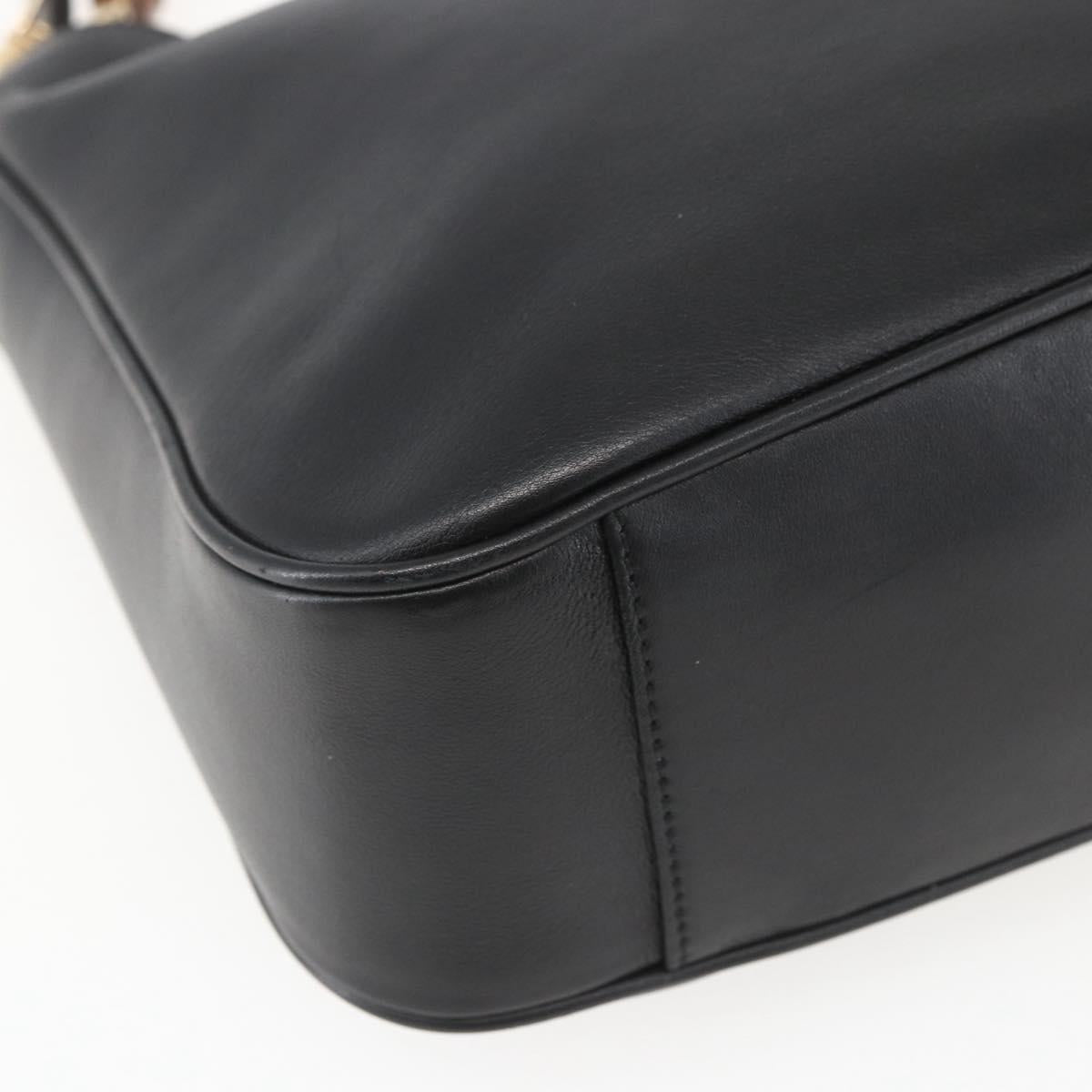 GUCCI Bamboo Hand Bag Leather 2way Black Gold 001 1638 Auth 159054