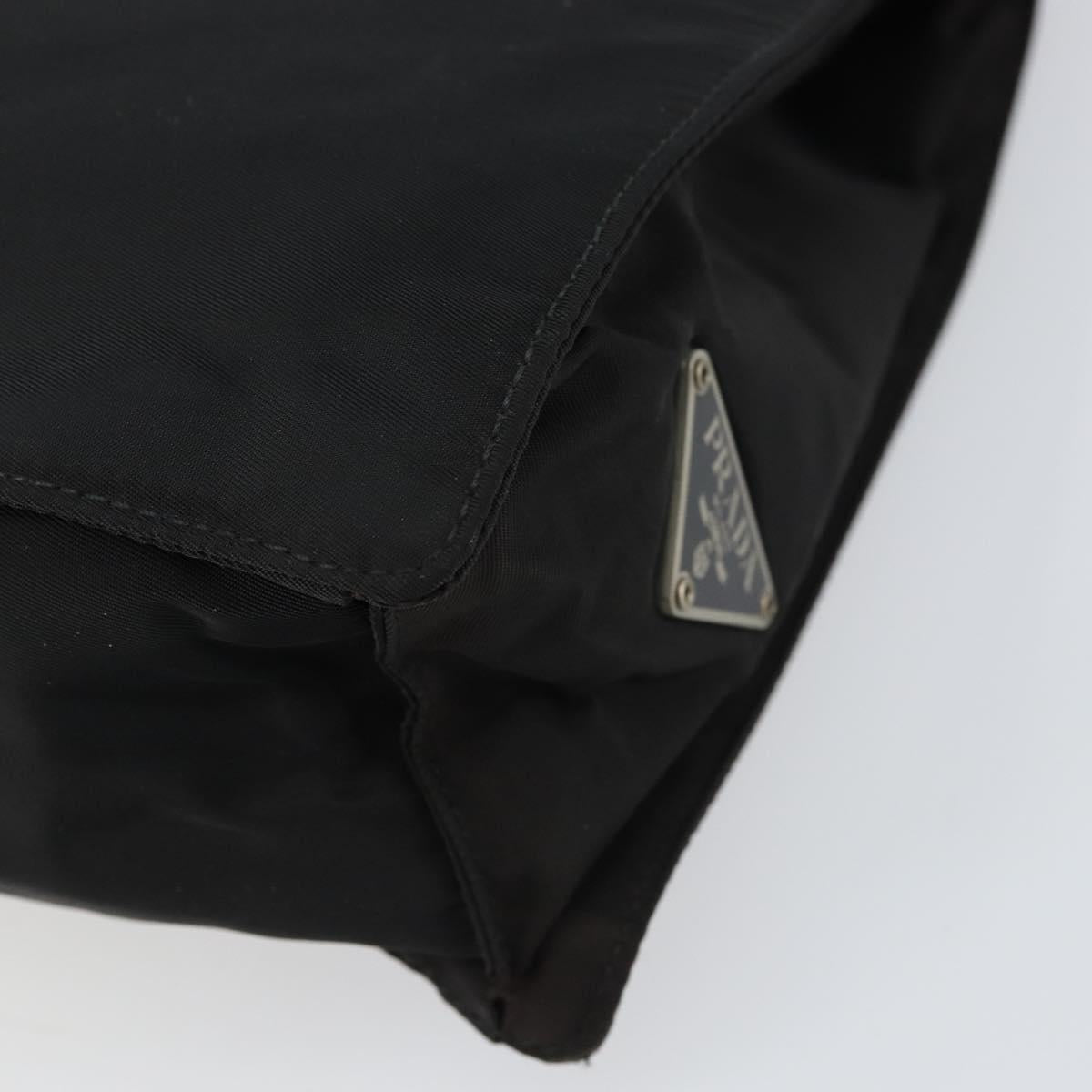 PRADA Hand Bag Nylon Black Silver Auth 159055