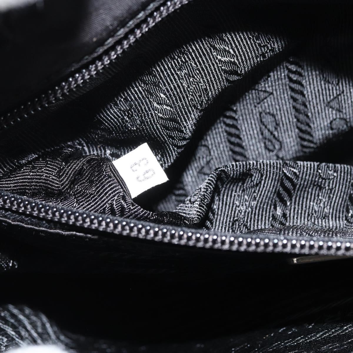 PRADA Hand Bag Nylon Black Silver Auth 159055