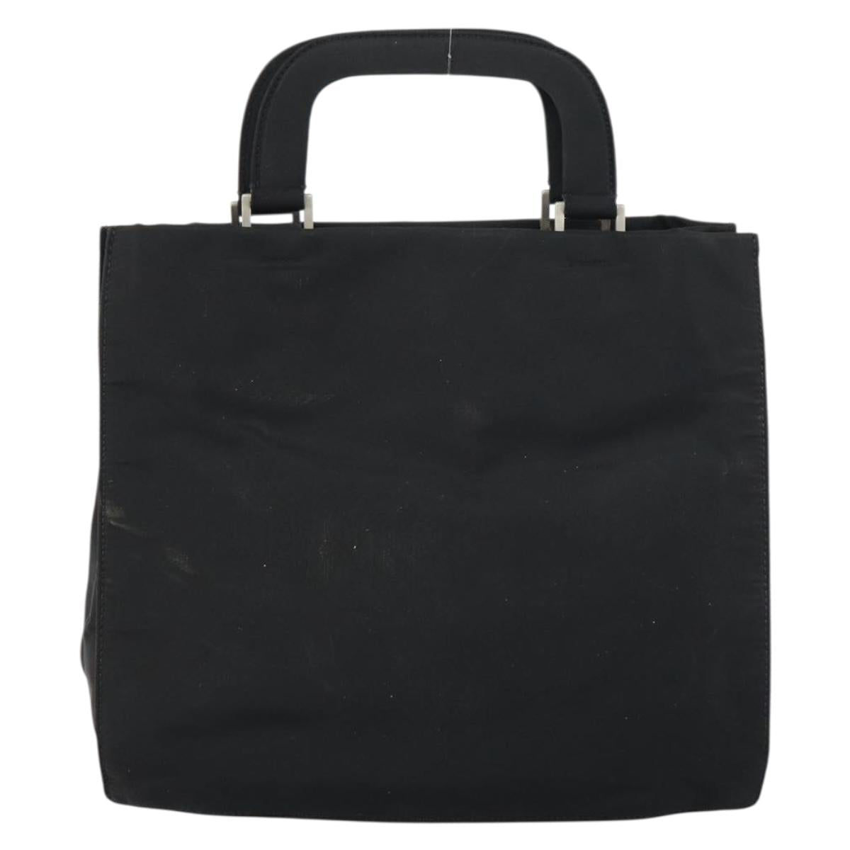 PRADA Hand Bag Nylon Black Silver Auth 159055