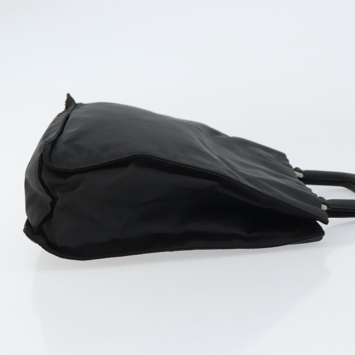 PRADA Hand Bag Nylon Black Silver Auth 159055