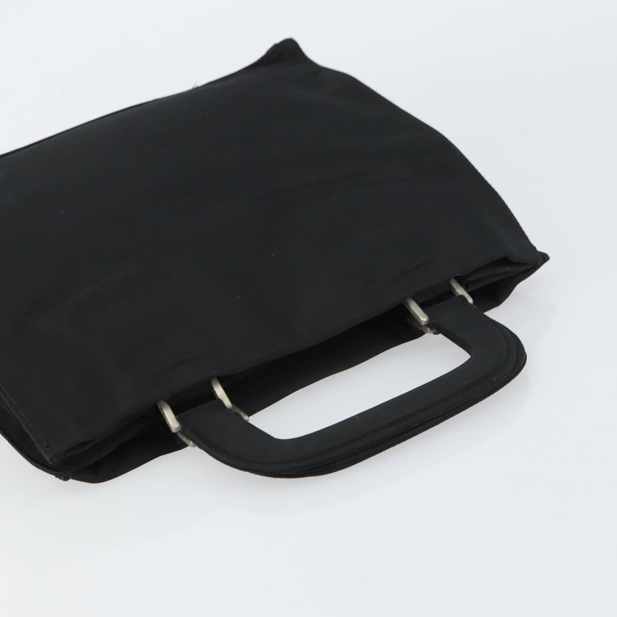 PRADA Hand Bag Nylon Black Silver Auth 159055