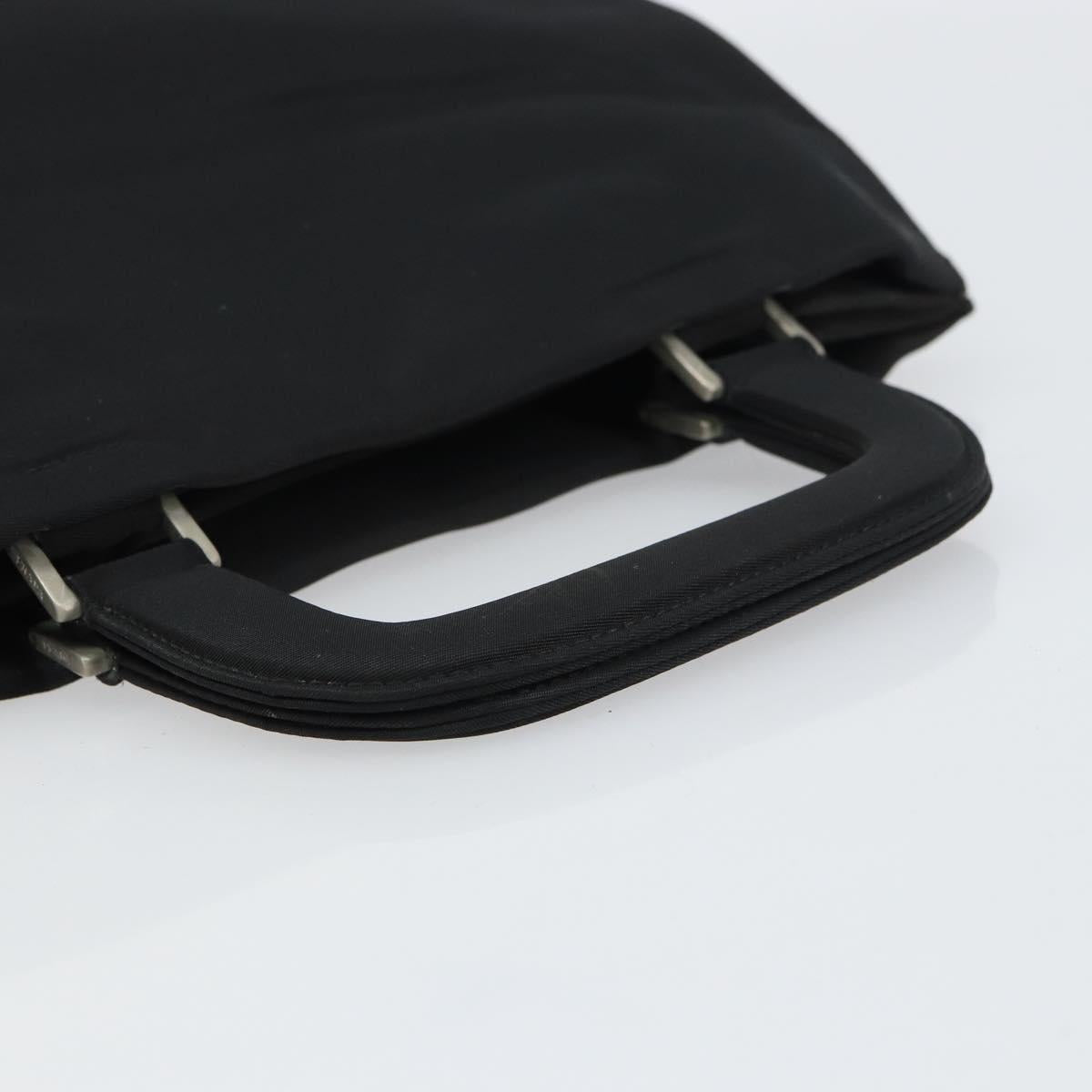 PRADA Hand Bag Nylon Black Silver Auth 159055
