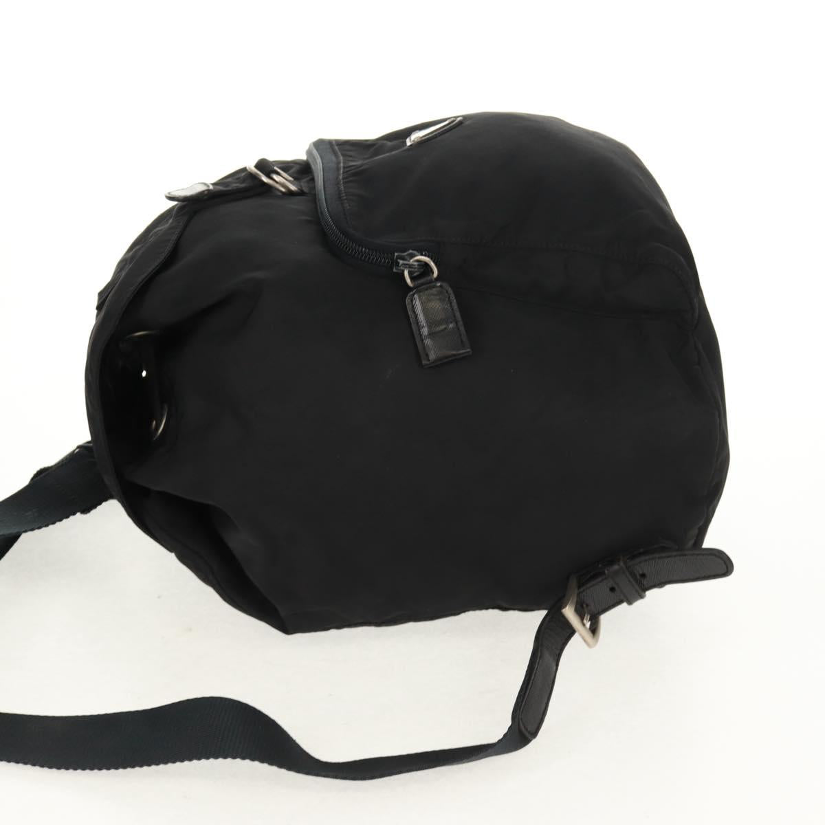 PRADA Backpack Nylon Black Silver Auth 159056