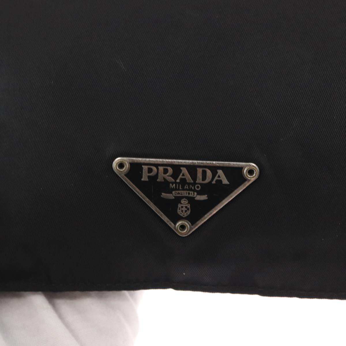 PRADA Shoulder Bag Nylon Black Silver Auth 159057