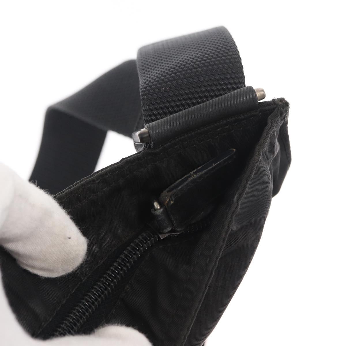 PRADA Shoulder Bag Nylon Black Silver Auth 159057