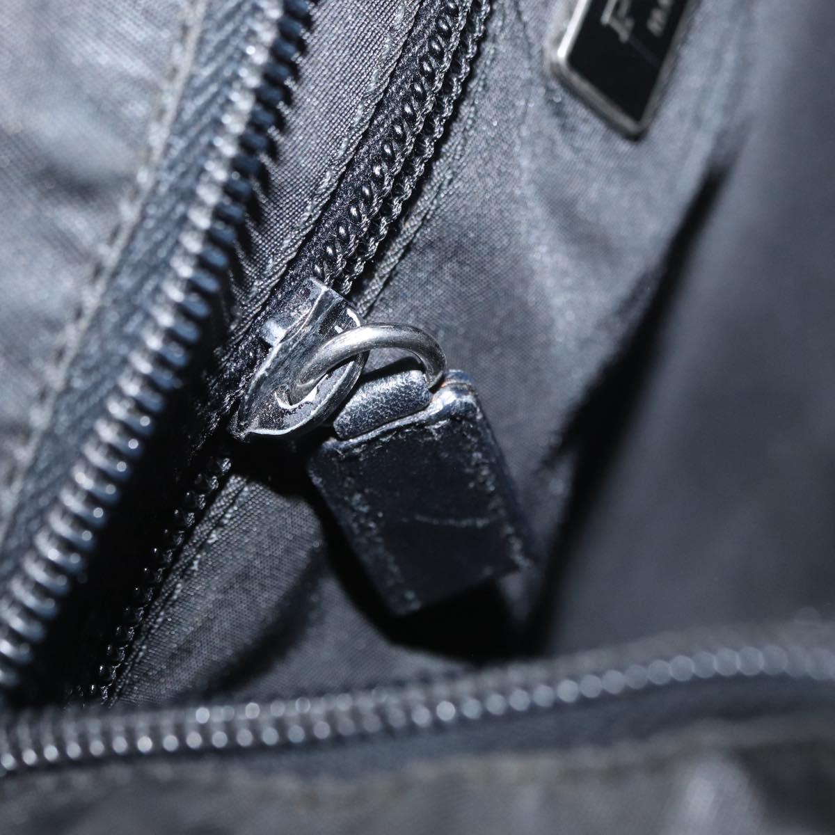 PRADA Shoulder Bag Nylon Black Silver Auth 159057