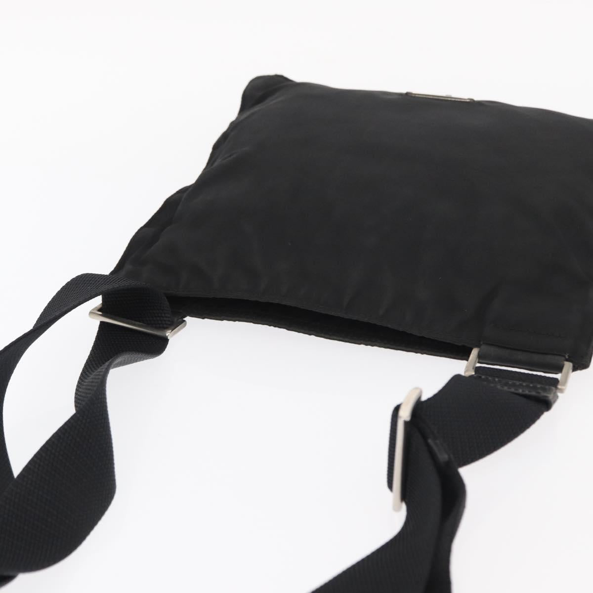 PRADA Shoulder Bag Nylon Black Silver Auth 159057