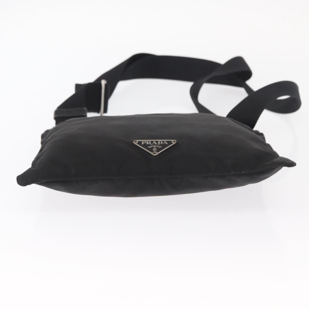 PRADA Shoulder Bag Nylon Black Silver Auth 159057