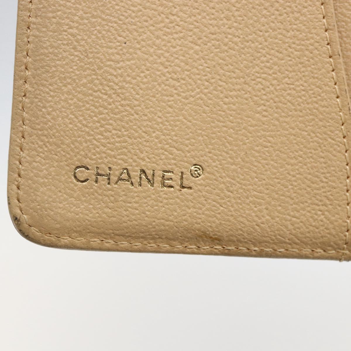 CHANEL Day Planner Cover Leather Beige Gold CC Auth 159060