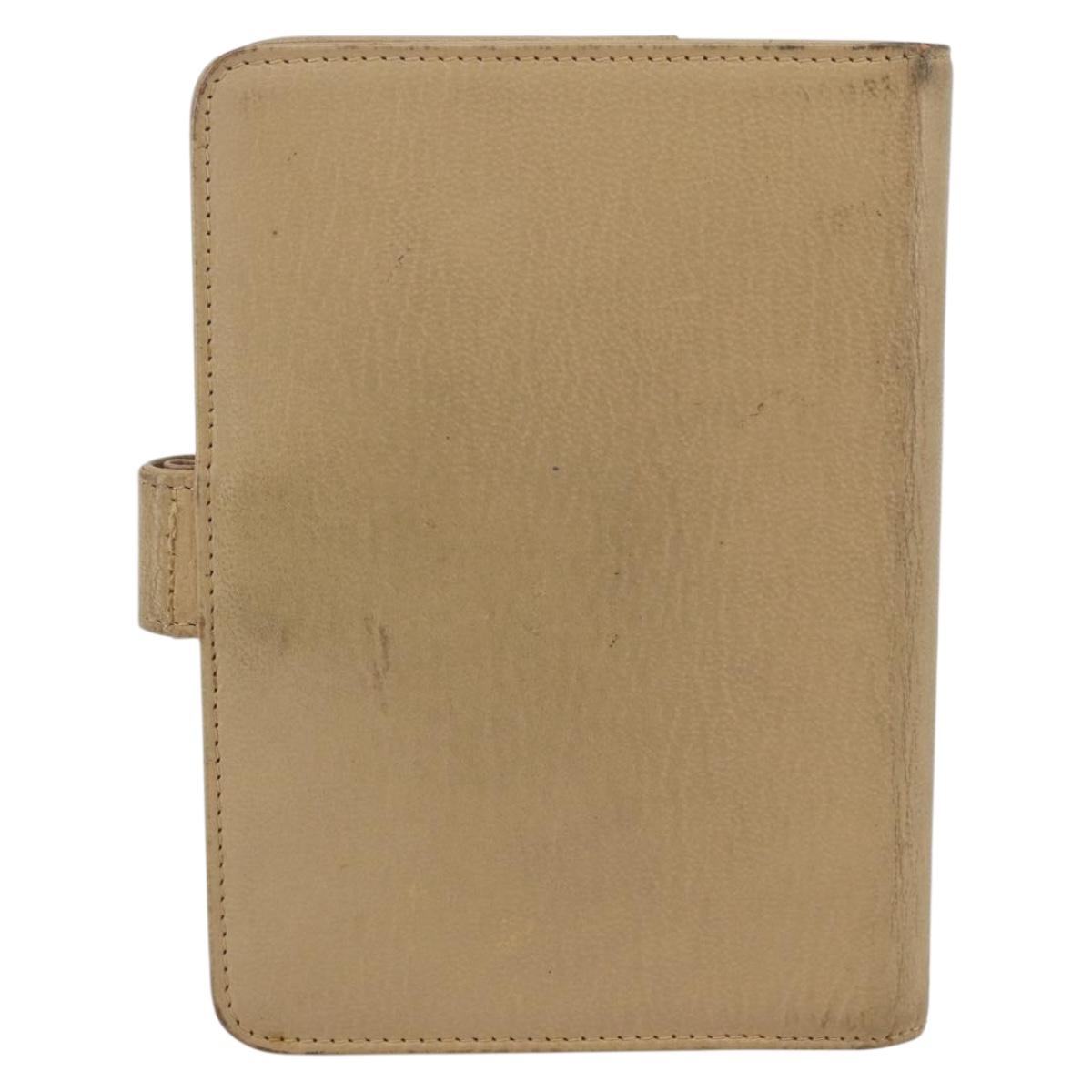 CHANEL Day Planner Cover Leather Beige Gold CC Auth 159060
