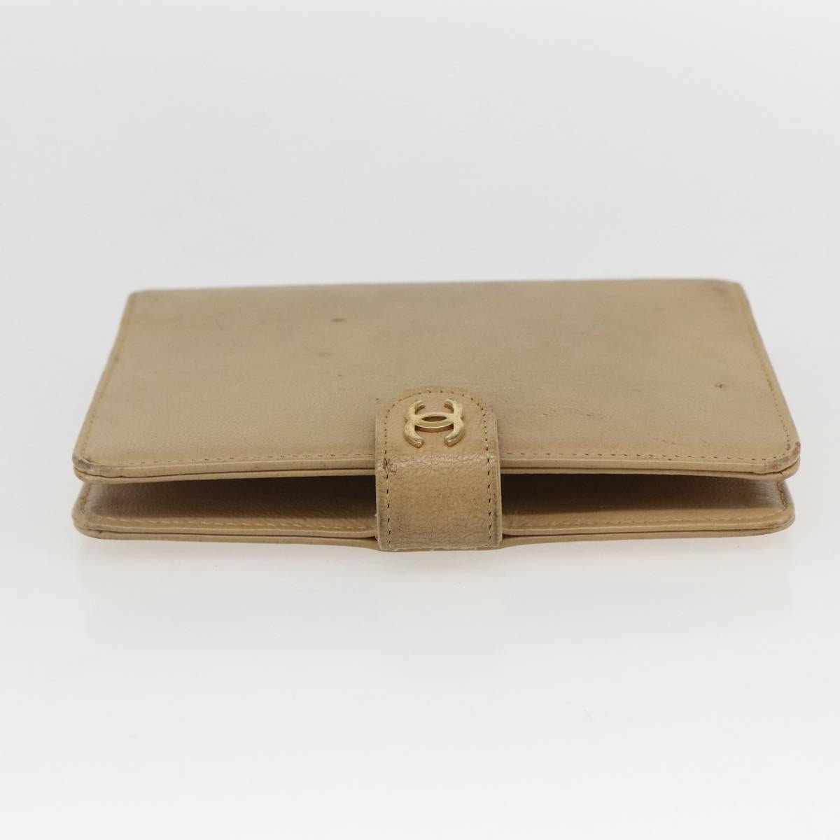 CHANEL Day Planner Cover Leather Beige Gold CC Auth 159060