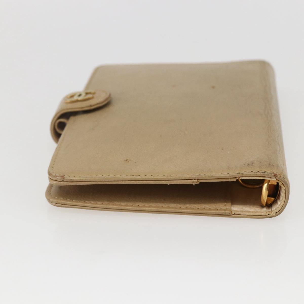 CHANEL Day Planner Cover Leather Beige Gold CC Auth 159060