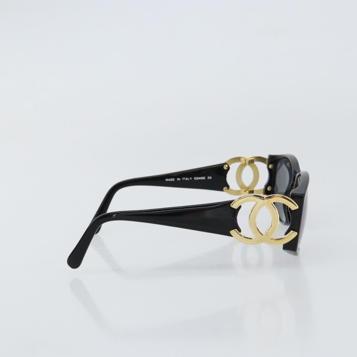 CHANEL Sunglasses plastic Black CC Auth 159066