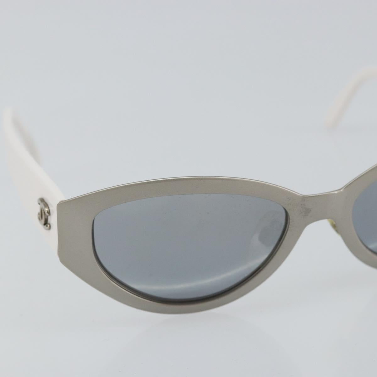 CHANEL Sunglasses plastic White CC Auth 159068