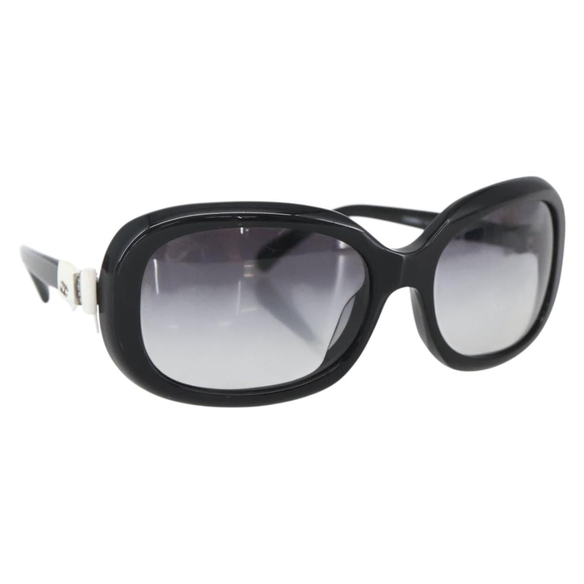 CHANEL Sunglasses plastic Black CC Auth 159070