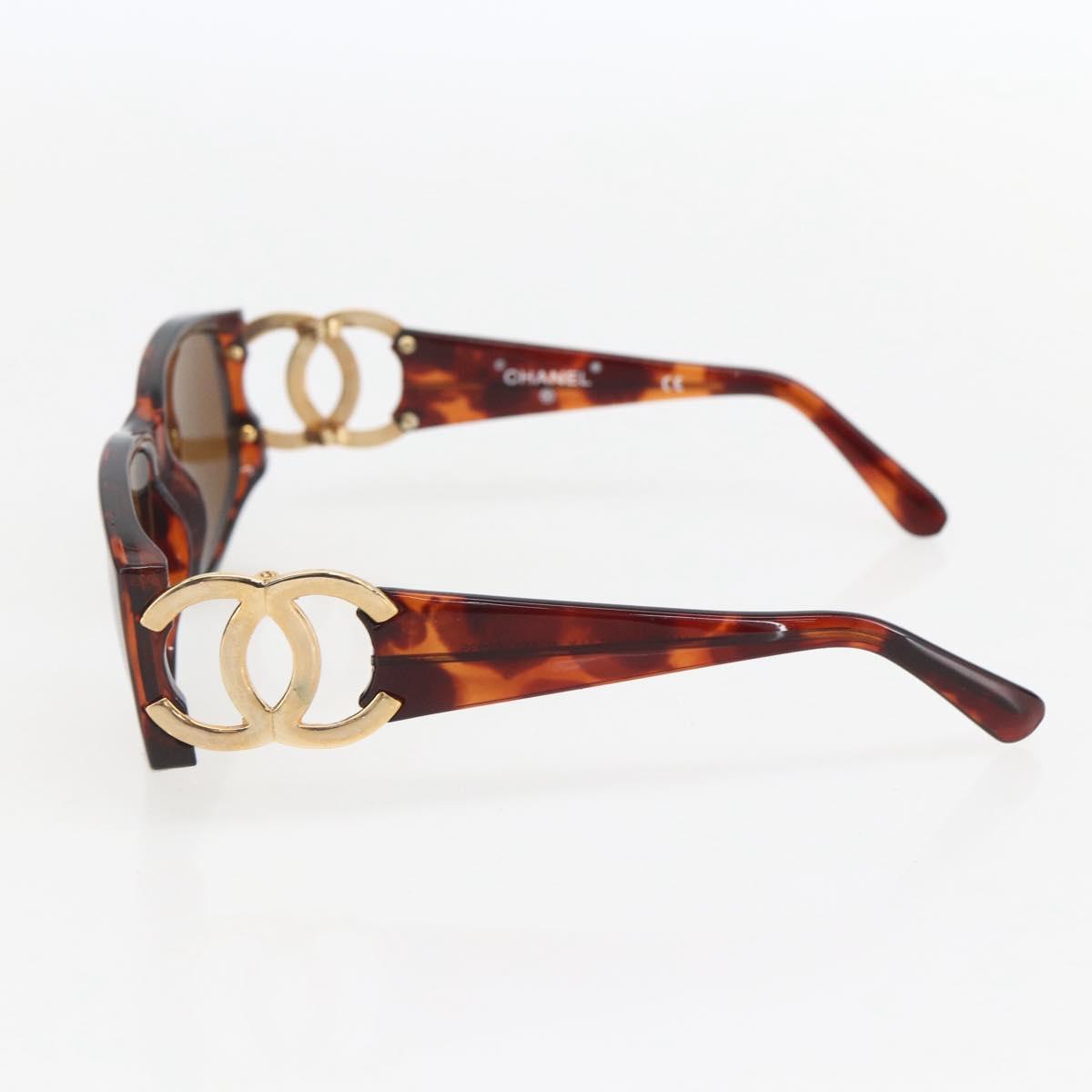 CHANEL Sunglasses plastic Brown CC Auth 159076