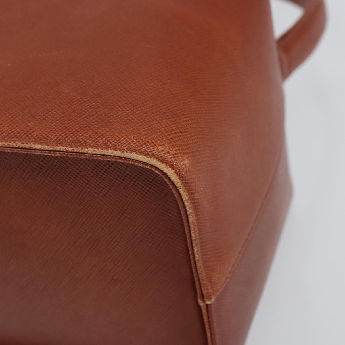 GIVENCHY Hand Bag Leather Brown Gold Auth 159082