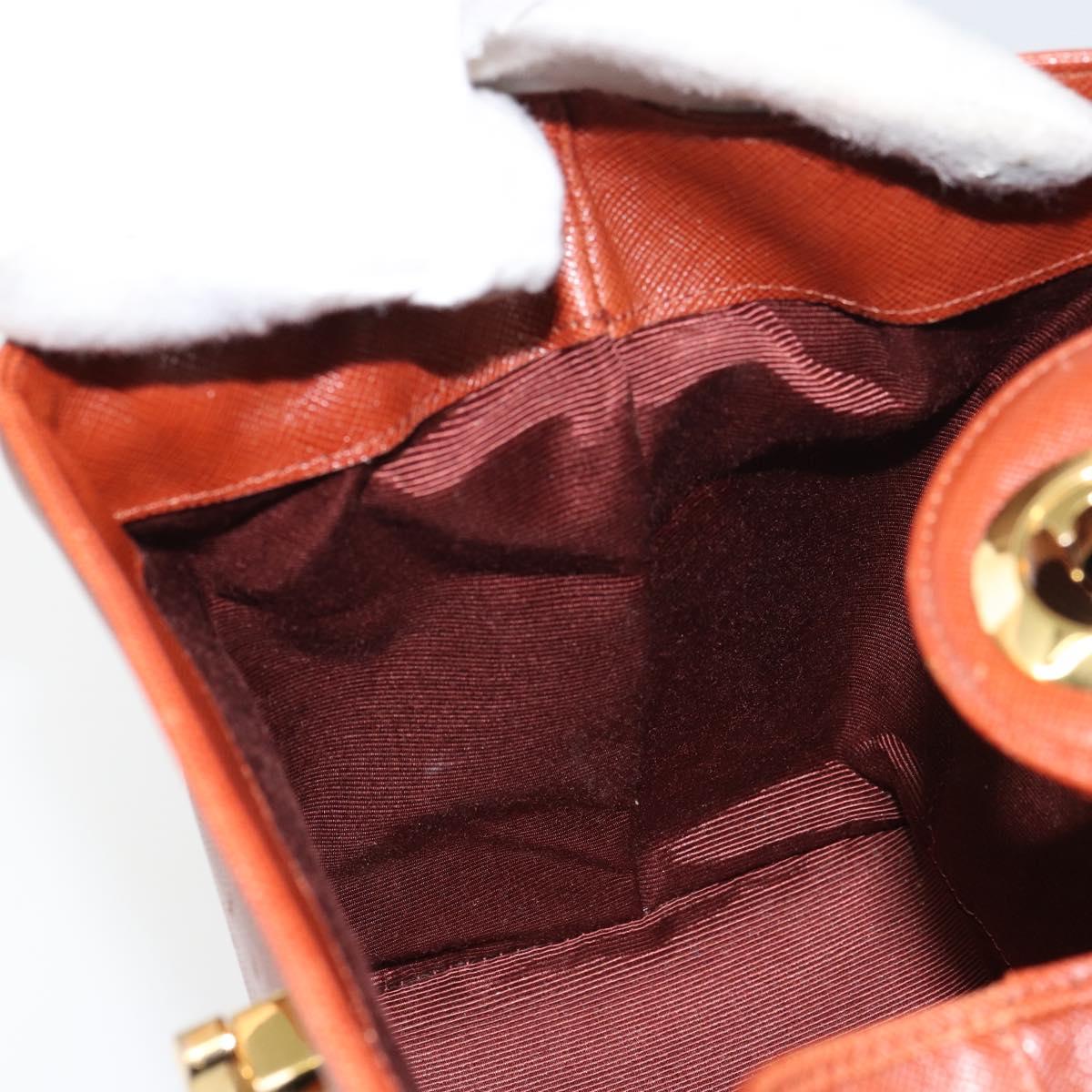 GIVENCHY Hand Bag Leather Brown Gold Auth 159082